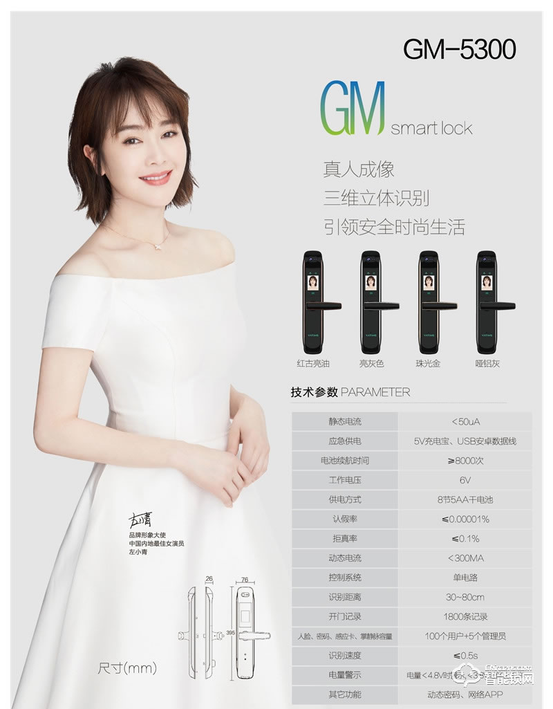 亞蒂仕智能鎖 GM5300全自動人臉智能鎖