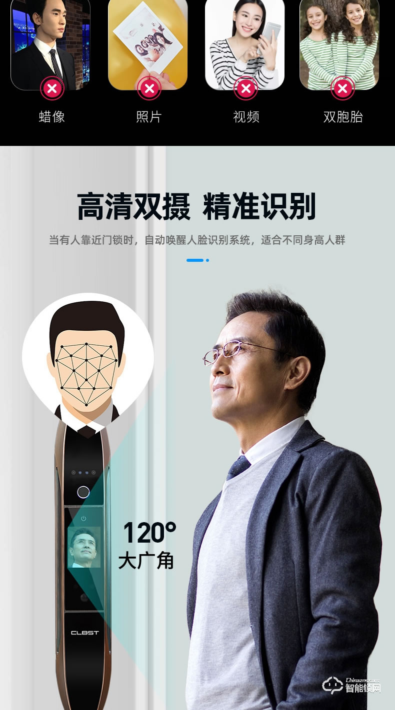 科林貝思智能鎖 CK-R01全自動(dòng)帶監(jiān)控?cái)z像頭指紋鎖