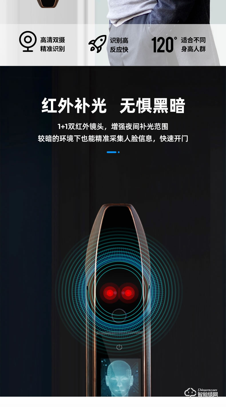 科林貝思智能鎖 CK-R01全自動(dòng)帶監(jiān)控?cái)z像頭指紋鎖