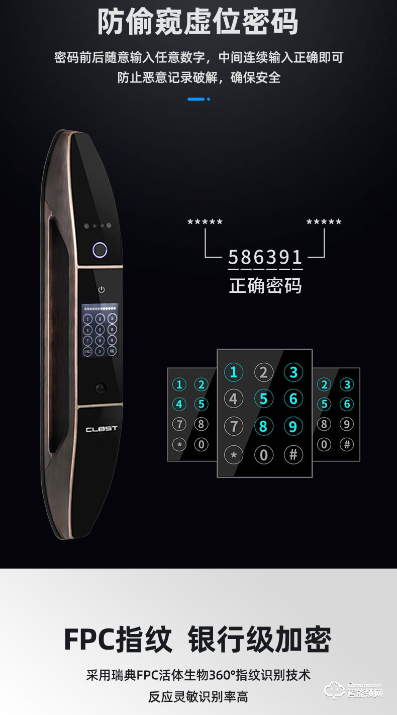科林貝思智能鎖 CK-R01全自動(dòng)帶監(jiān)控?cái)z像頭指紋鎖