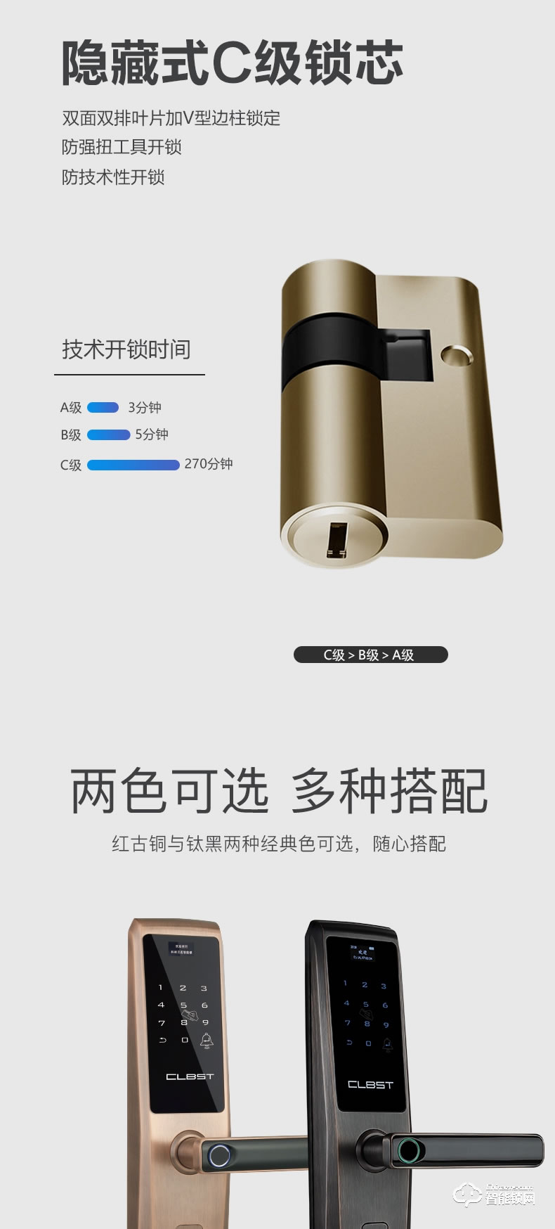 科林貝思智能鎖 CK-B03家用防盜門入戶門指紋鎖密碼鎖