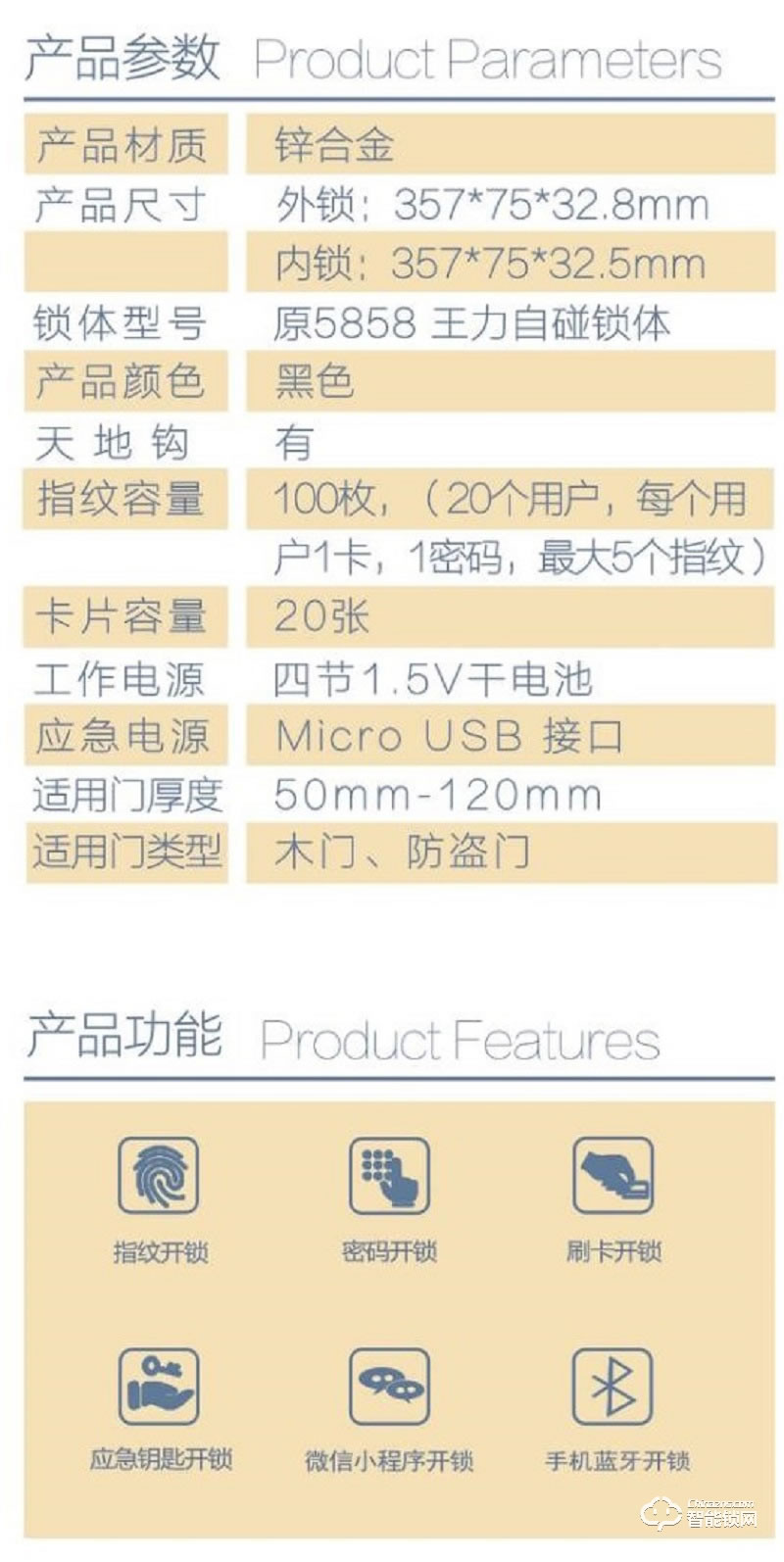 米卡智能鎖 MK-058全自動木門電子鎖