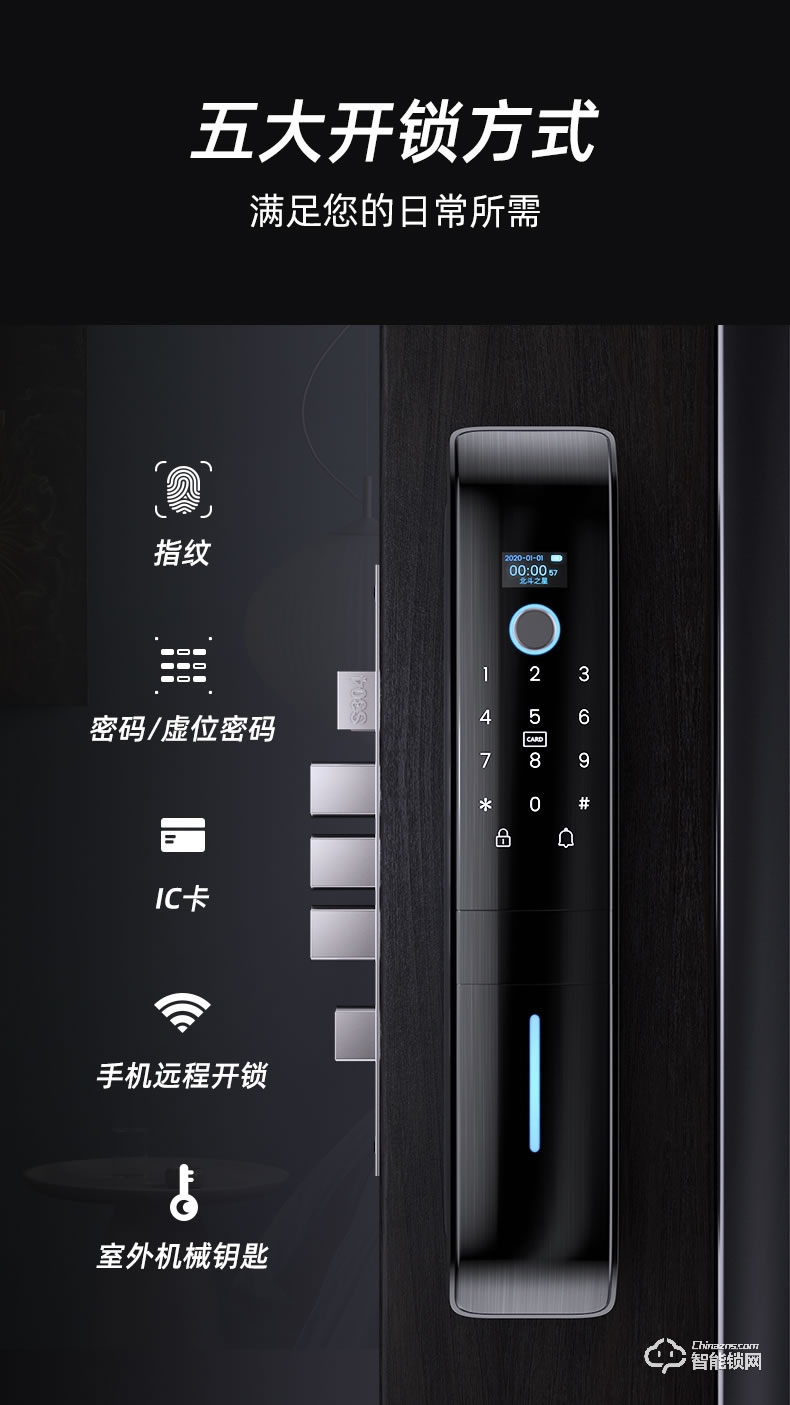黑帆智能鎖 MJ006家用防盜門全自動密碼鎖