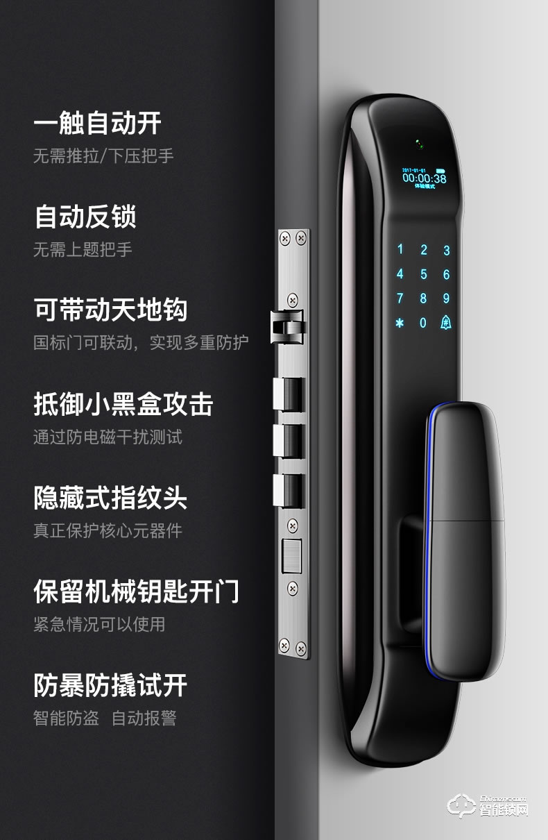 黑帆智能鎖 MJ005人臉識別全自動密碼鎖