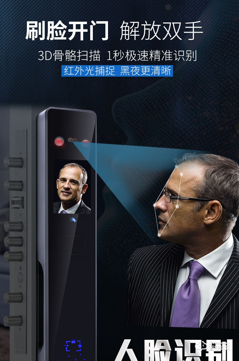 黑帆智能鎖 BS-QR03家用防盜門電子鎖大門鎖密碼鎖