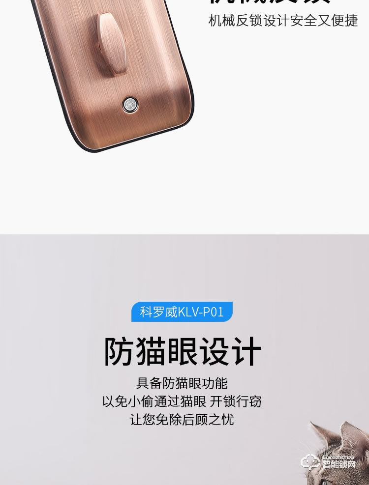 科羅威智能鎖 KLV-P01全自動直板密碼指紋鎖
