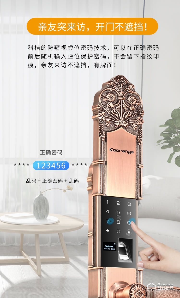 科桔智能鎖 L9別墅大拉手智能指紋鎖