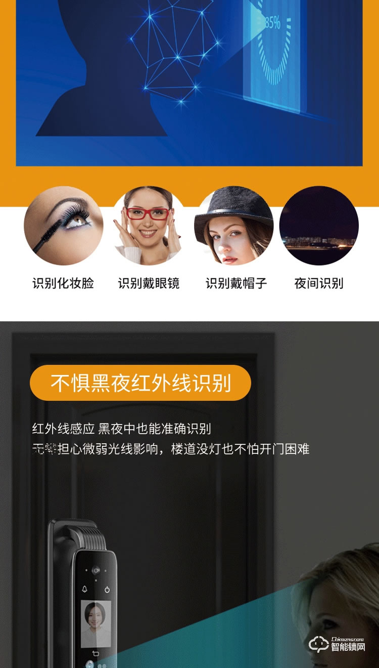 科桔智能鎖 R1全自動可視貓眼指紋密碼鎖