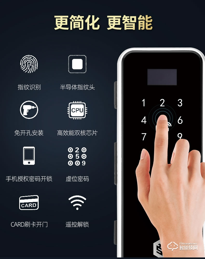 三力智能鎖 辦公玻璃門刷卡密碼智能鎖