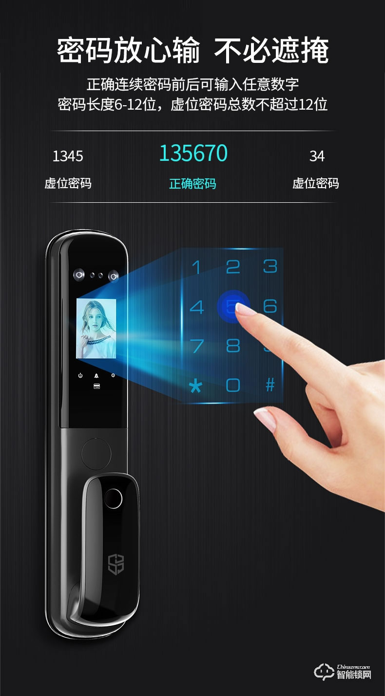 石將軍智能鎖 R3人臉識別家用防盜門密碼鎖
