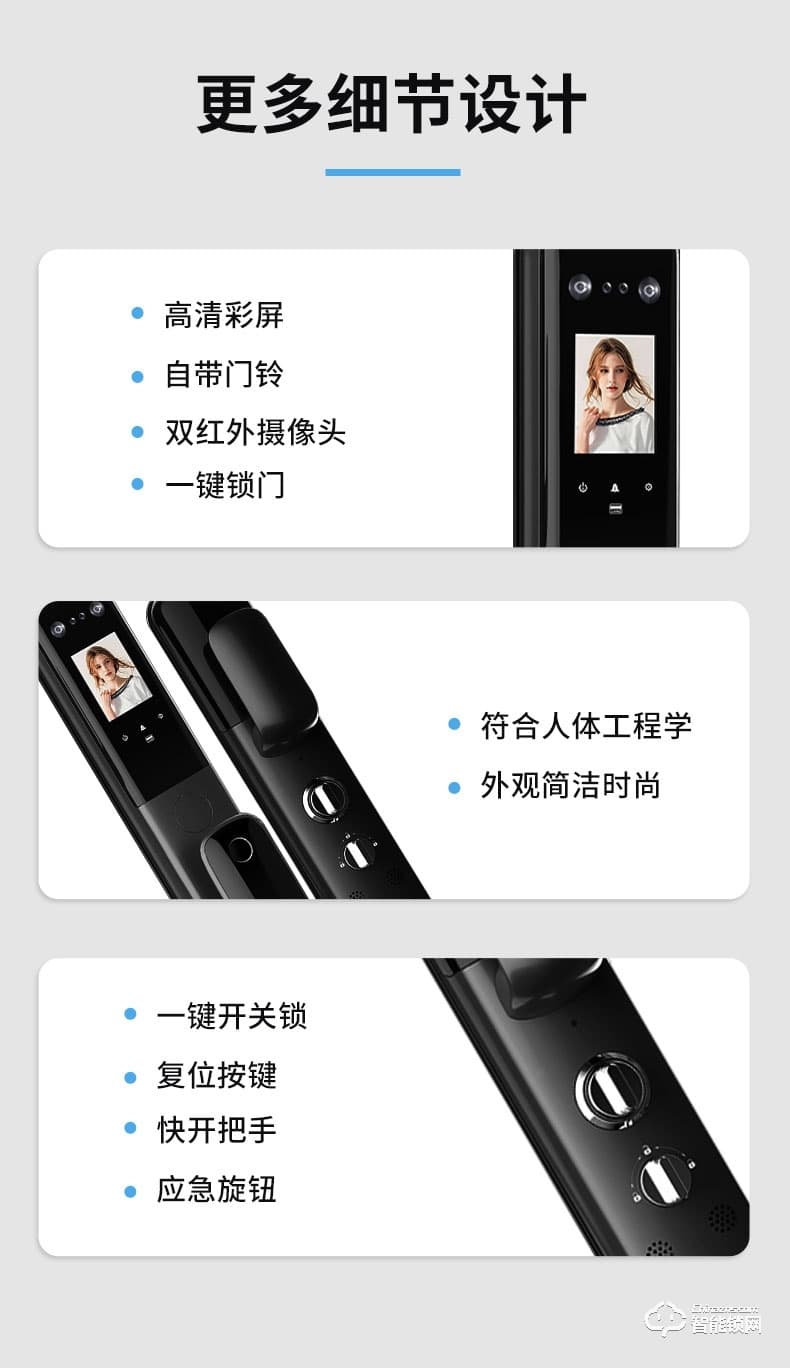 石將軍智能鎖 R3人臉識別家用防盜門密碼鎖