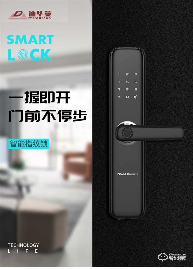 迪華曼智能鎖 一握開家用電子防盜門鎖