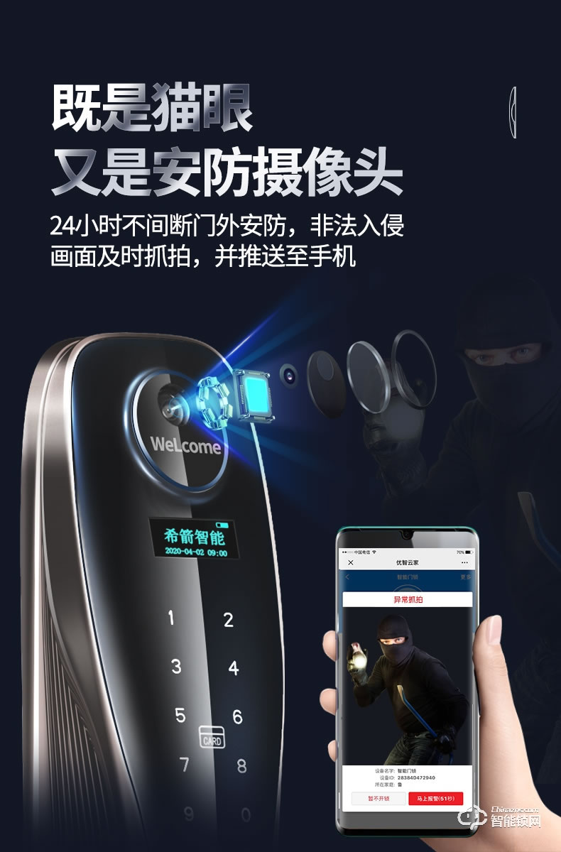 希箭智能鎖 C3電子鎖指紋鎖密碼鎖