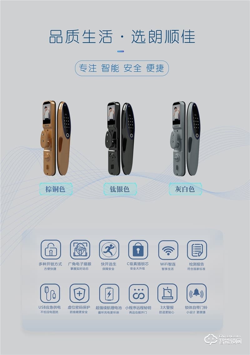 朗順智能鎖 LS-N70全自動電子貓眼智能密碼鎖