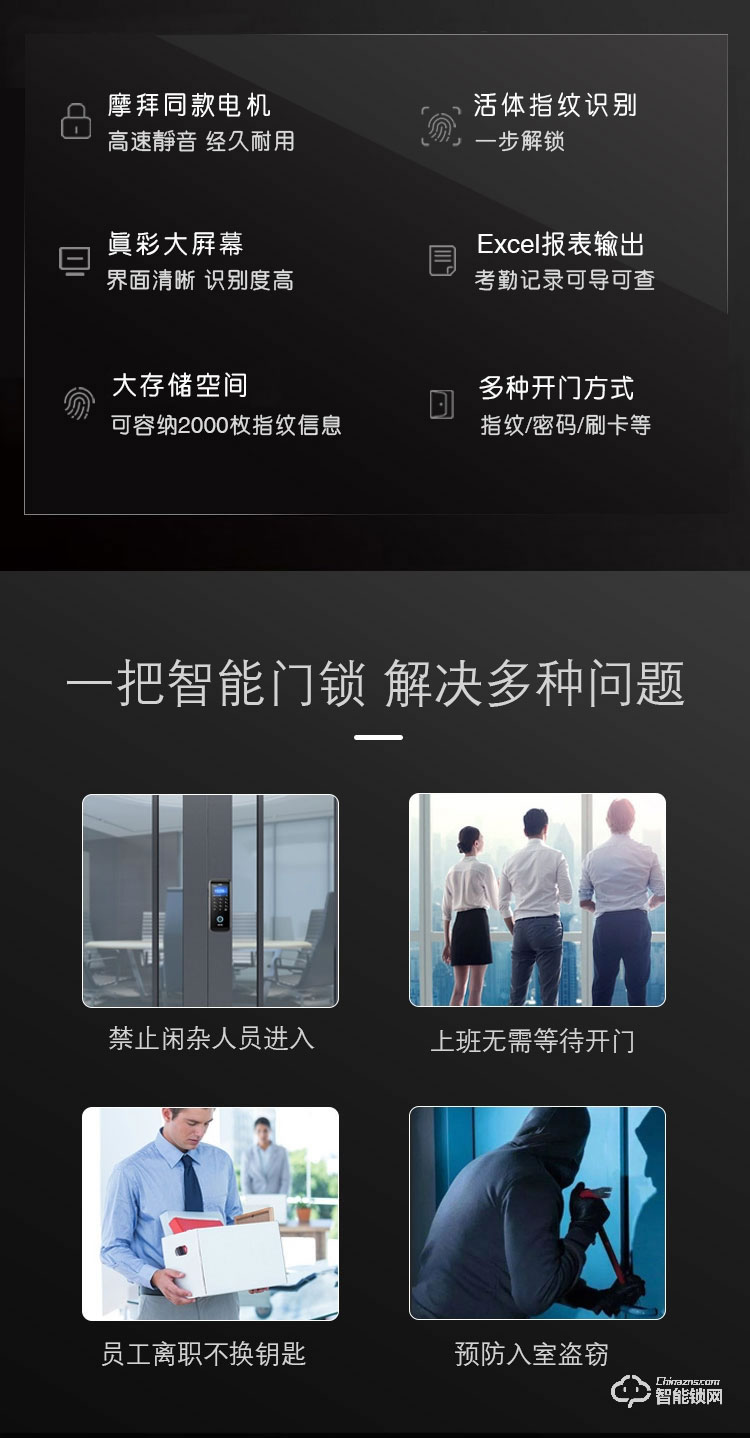 朗順智能鎖 LS-601辦公室玻璃門指紋鎖