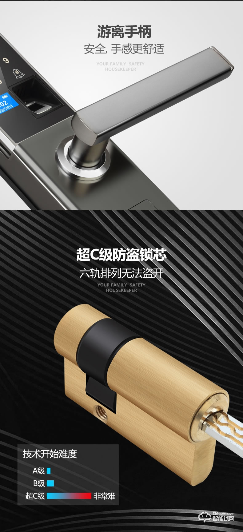 安迪智能鎖 T6全自動滑蓋電子鎖