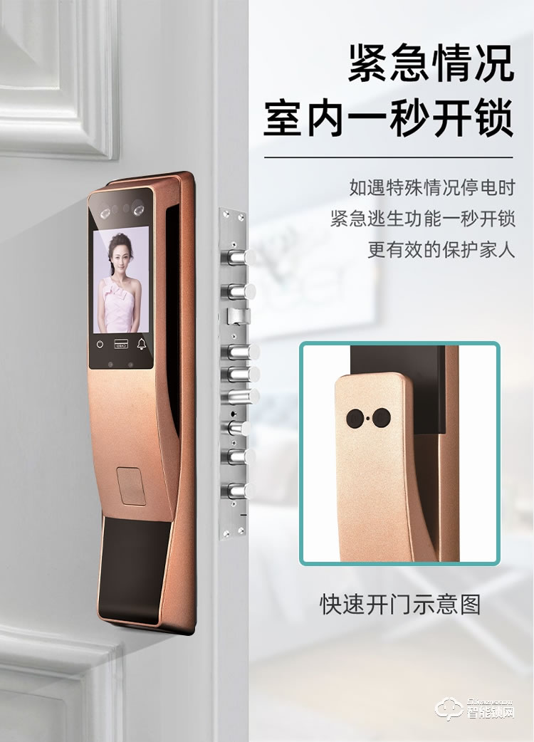 依蒙智能鎖 X3全自動3D人臉識別指紋鎖