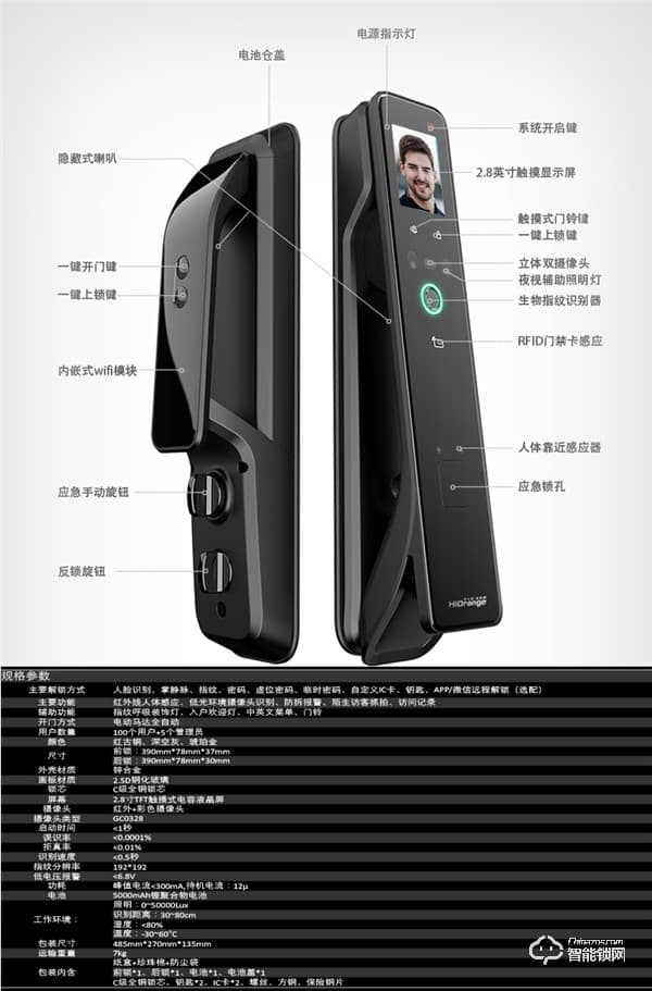 凌振智能鎖 家用全自動(dòng)人臉識(shí)別智能鎖