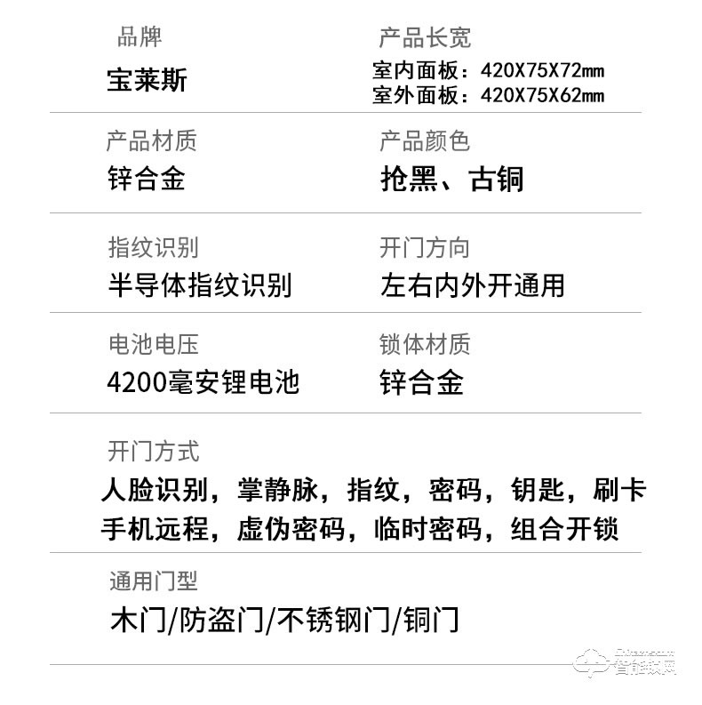 寶萊斯智能鎖 星空一號(hào)全自動(dòng)人臉識(shí)別智能鎖