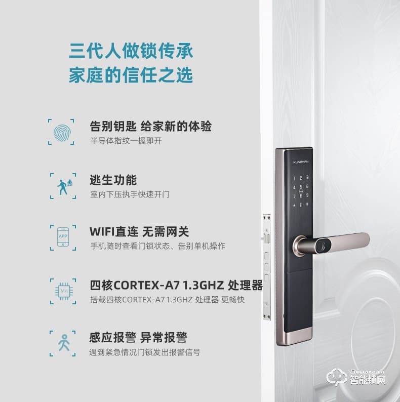 琨山通用智能鎖 D77家用防盜門(mén)電子密碼鎖大門(mén)鎖