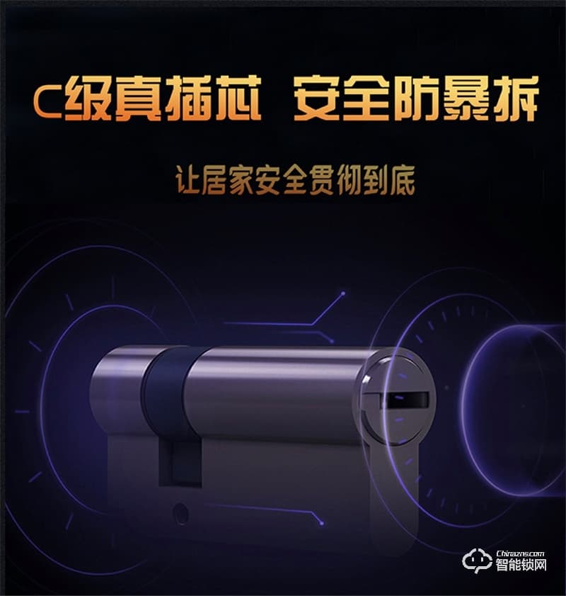 洛克曼S12-2智能鎖3D人臉識別 超C級鎖芯