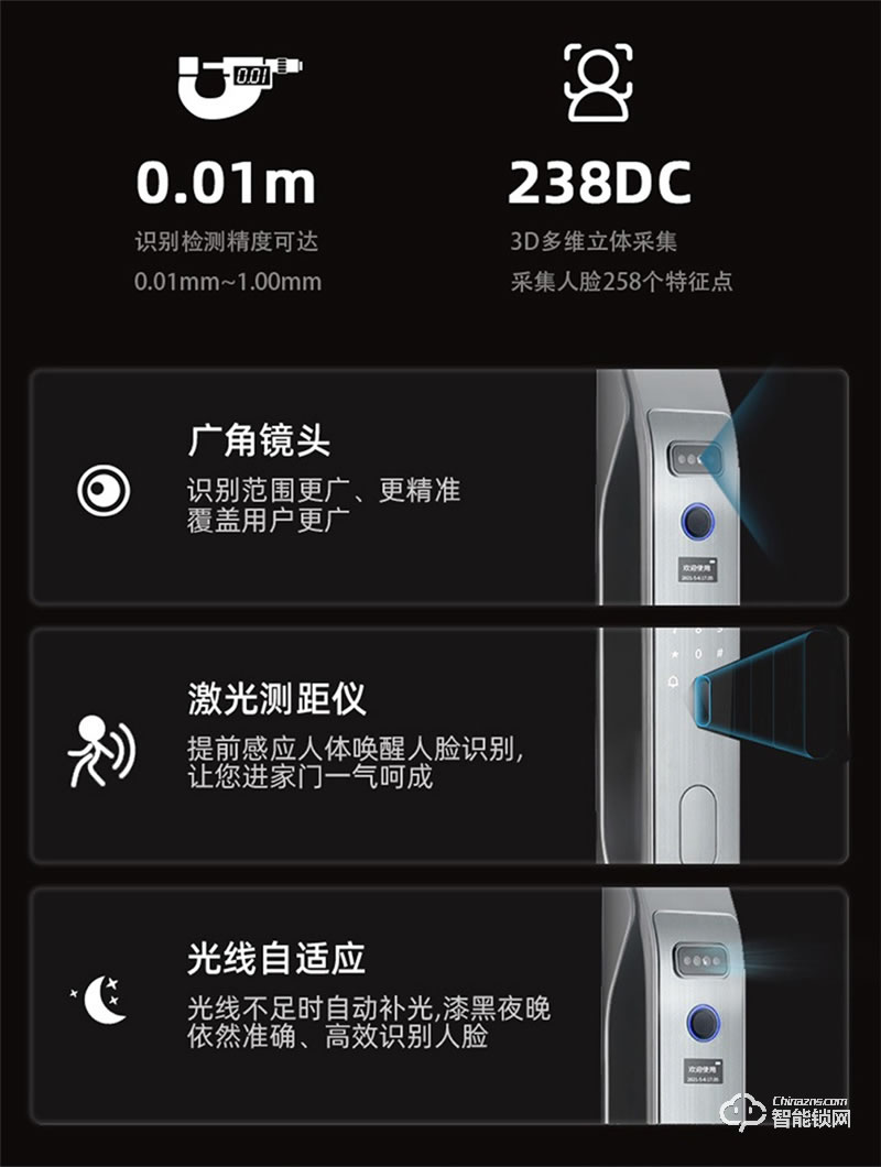 洛克曼S15-2智能鎖3D人臉識別 手機(jī)APP遠(yuǎn)程抓拍