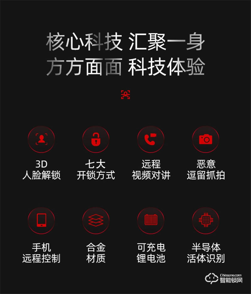 洛克曼X9-2智能鎖 3D人臉識別航空鋁合金