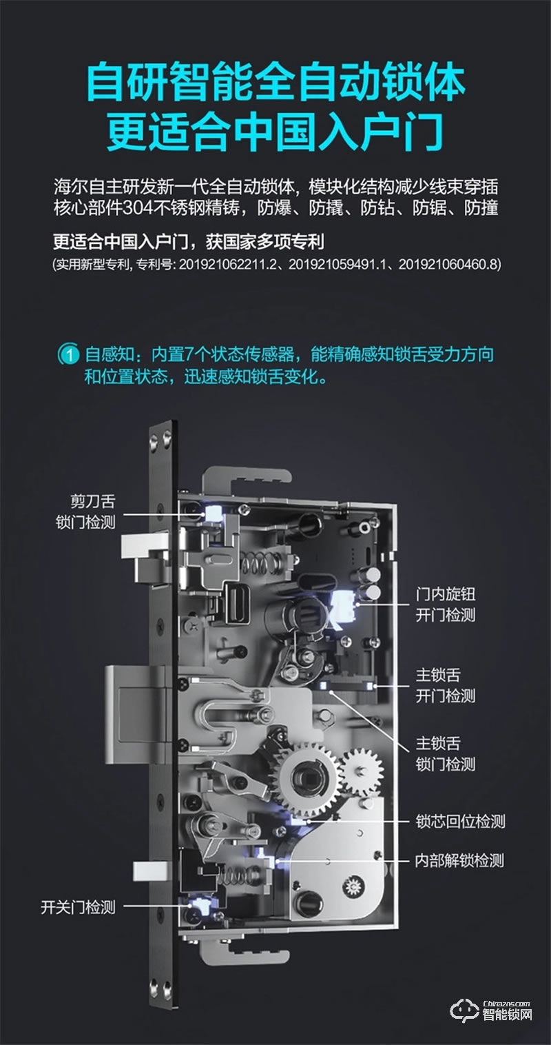 海爾智能鎖S30 3D人臉解鎖智享Al生活