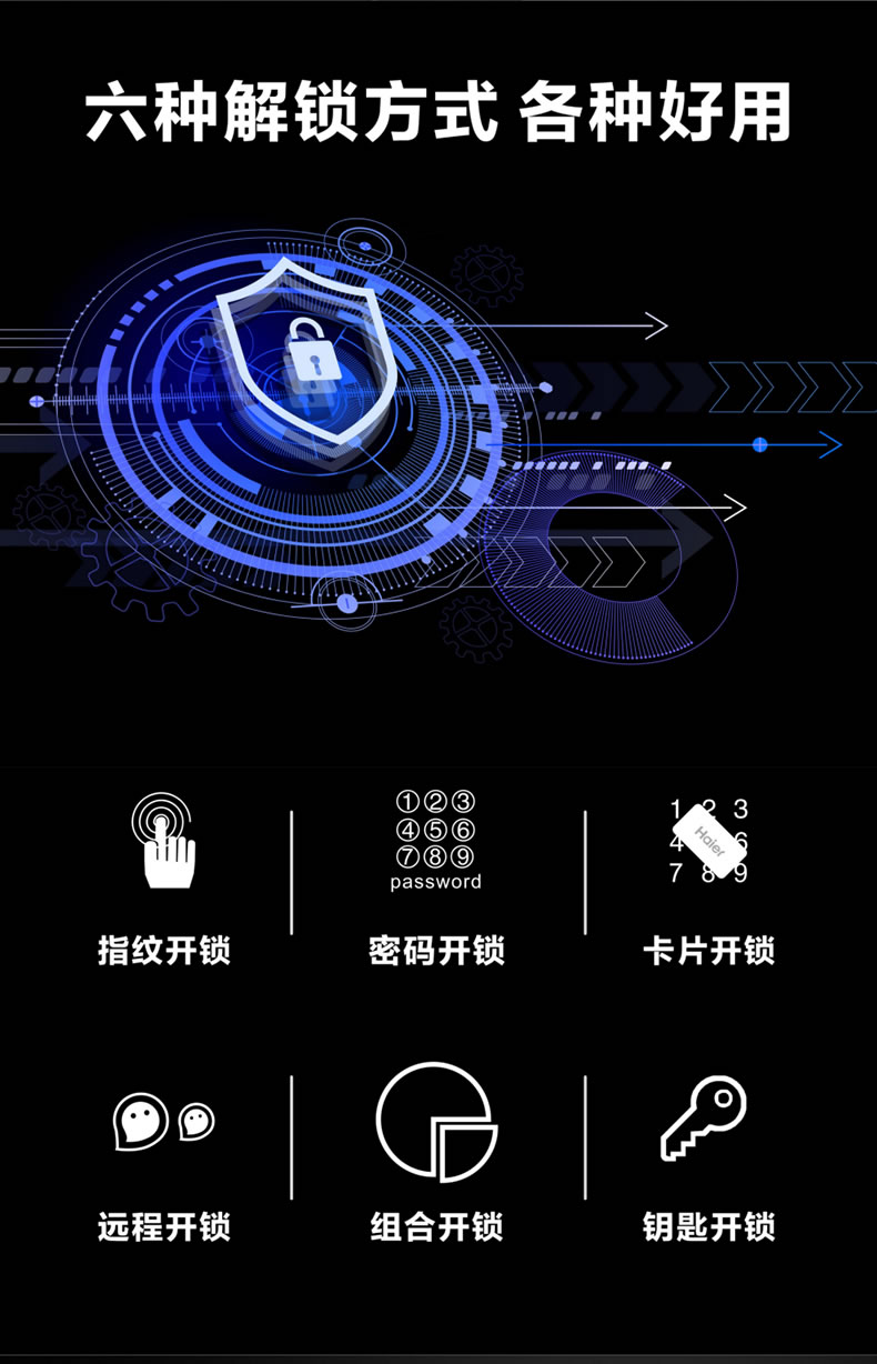 海爾智能鎖50V室內帶屏指紋鎖家用防盜門電子門鎖密碼鎖V50