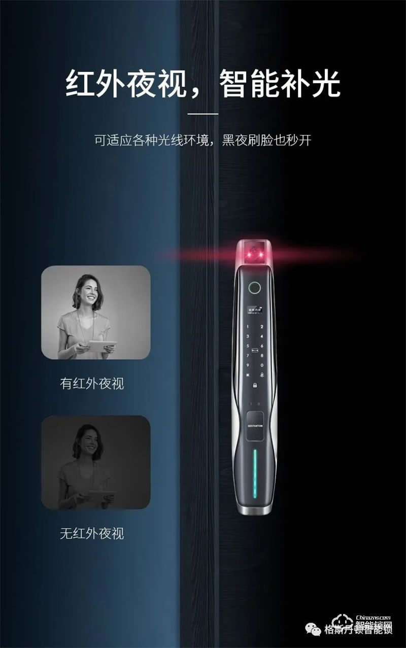 格斯丹頓智能鎖F6Pro  3D人臉視頻智能鎖