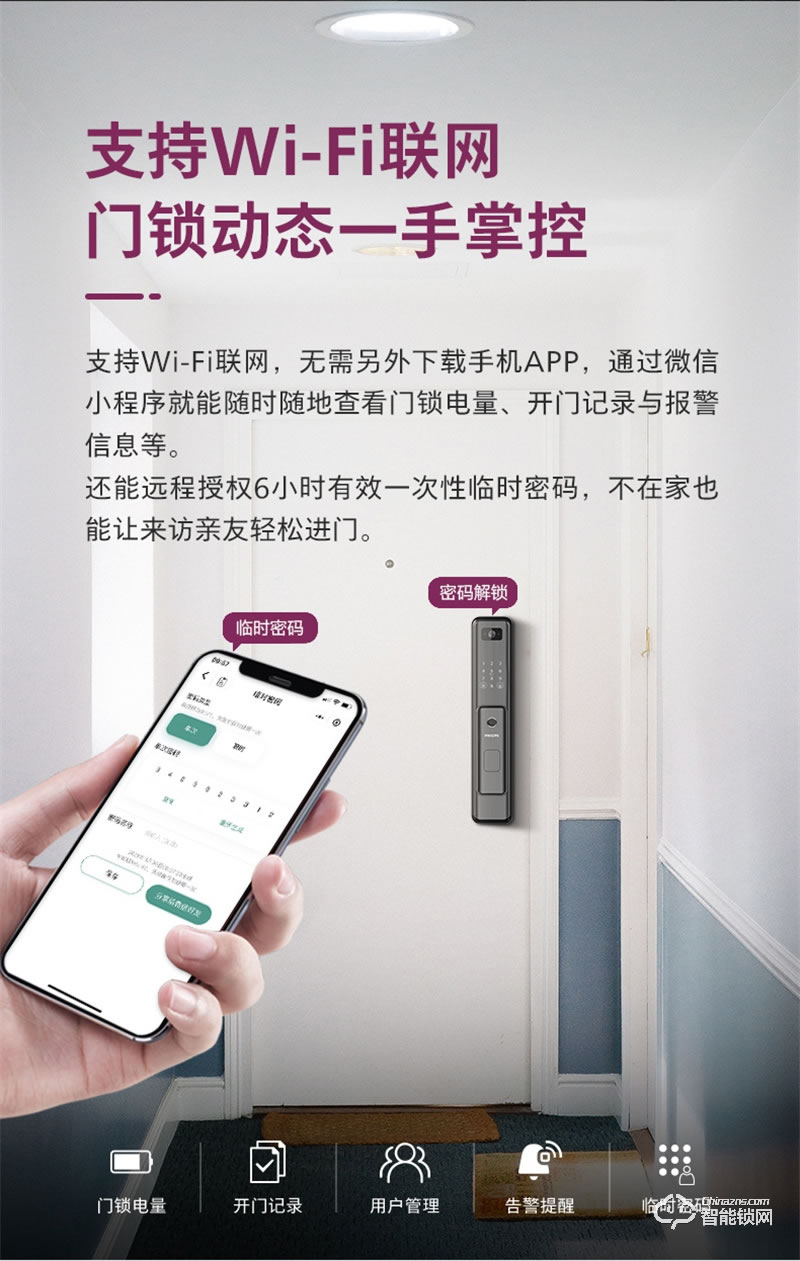 飛利浦智能鎖DDL301 可視貓眼智能鎖防盜門電子門鎖