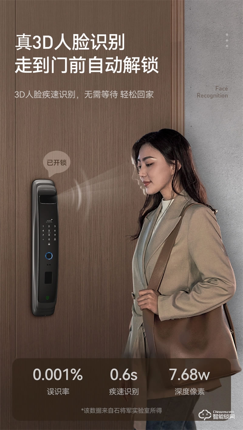 石將軍R53D人臉識別指紋鎖 家用防盜門密碼鎖