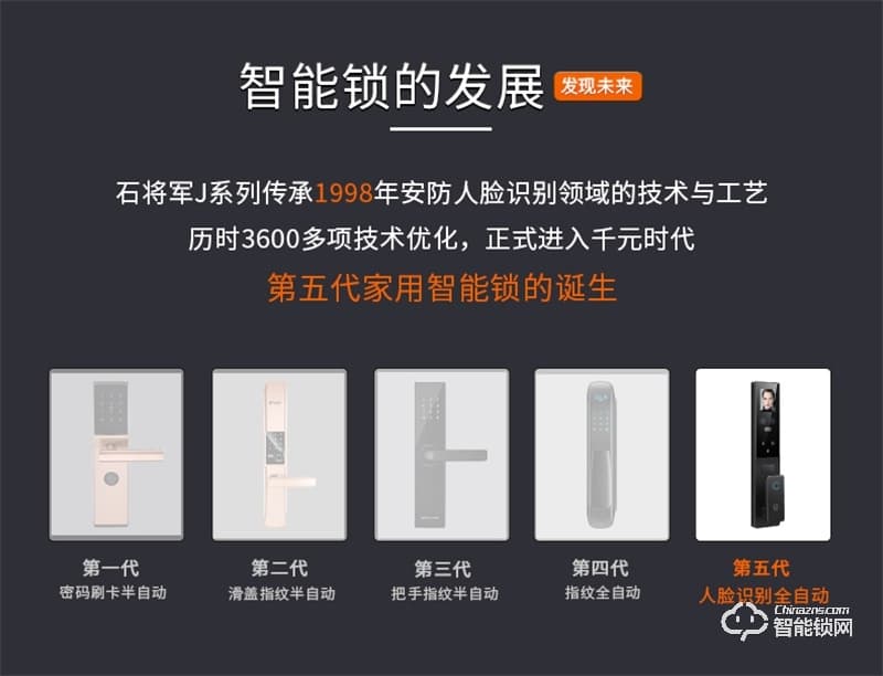 石將軍J3指紋鎖家用 防盜門智能門鎖