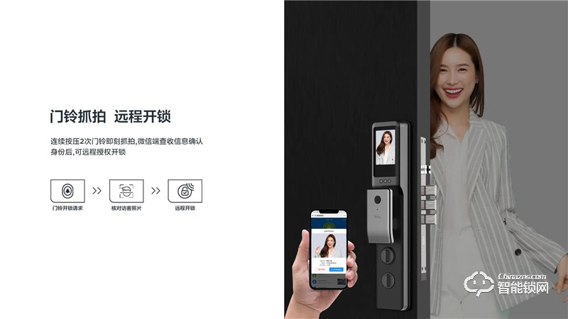 TCLAI大屏貓眼智能鎖K5C 密碼鎖電子鎖C級鎖芯遠程開鎖