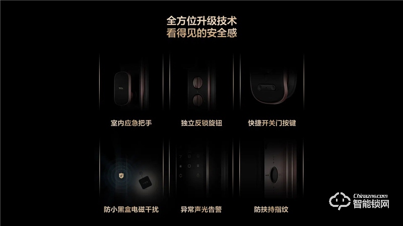 TCL全自動大屏貓眼鎖T9 密碼鎖電子鎖C級鎖芯遠程開鎖