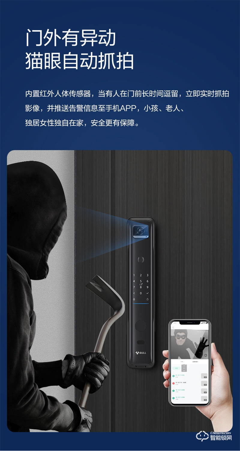 公牛智能鎖EQ04P 可視貓眼密碼鎖全自動(dòng)智能門鎖