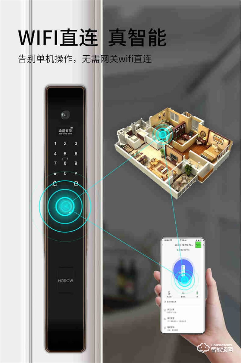 希箭/HOROW指紋鎖Q7 智能鎖防盜門密碼鎖