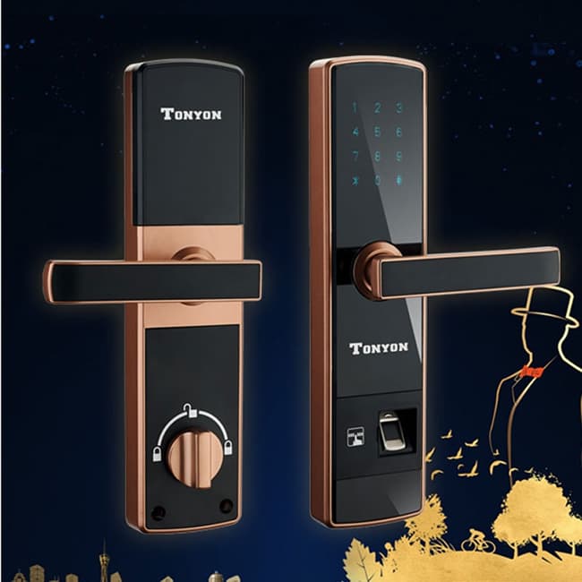 通用鎖具 鋁合金防盜門鎖 智能指紋密碼電子鎖