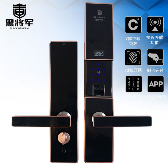 黑將軍指紋鎖 APP遠程控制智能鎖 半導(dǎo)體防盜指紋密碼鎖
