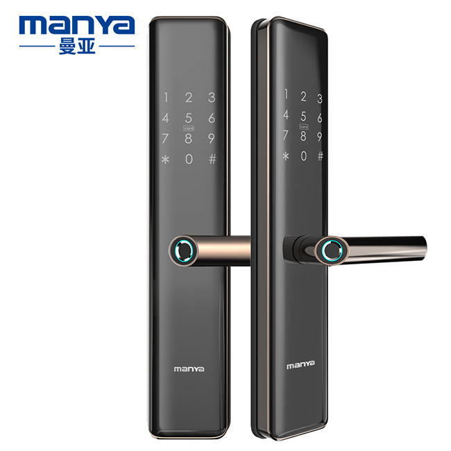 曼亞智能鎖 家用防盜門密碼鎖指紋刷卡遠程感應鎖A9