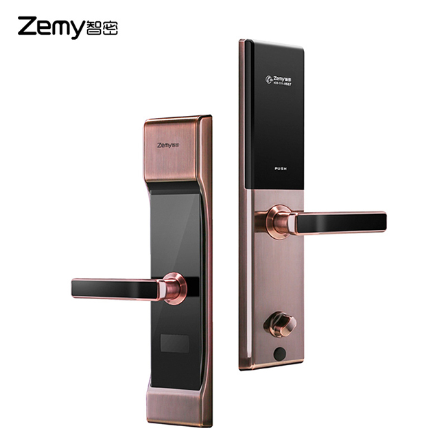 智密智能鎖 紅古銅小滑蓋指紋密碼鎖F6