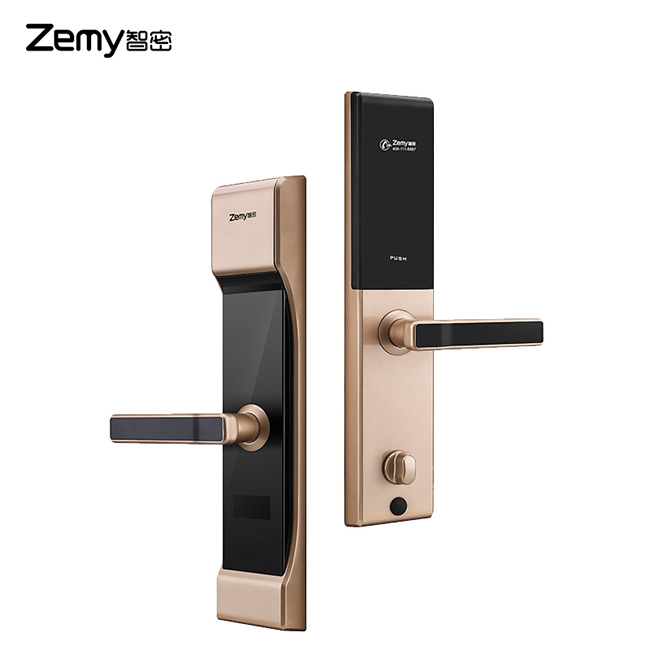 智密智能鎖 香檳金指紋密碼鎖 小滑蓋刷卡鎖
