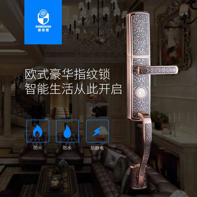 德堡盾指紋鎖 DH777別墅高檔歐式復古密碼鎖