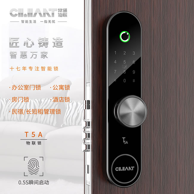 常通物聯(lián)智能鎖 T5A家用防盜門(mén)智能密碼鎖