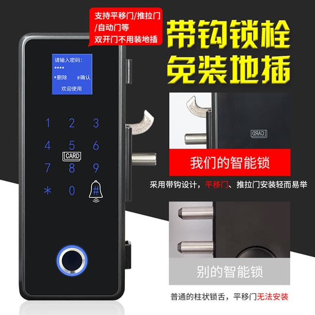 創鴻智能鎖 新玻璃門指紋鎖單雙門密碼鎖