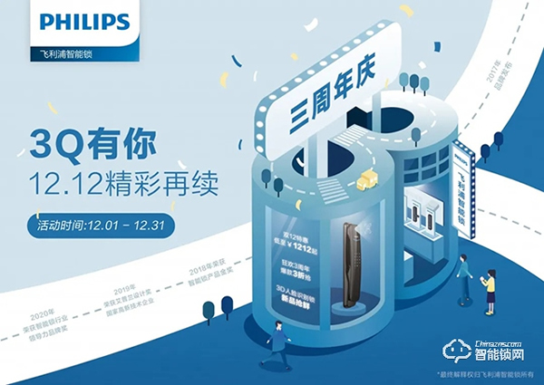 低至1212元？飛利浦智能鎖3周年暨雙12年終好戲上演！