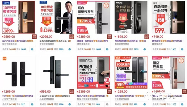 天貓3月智能鎖月銷TOP20出爐，線上熱銷的產品都有哪些？