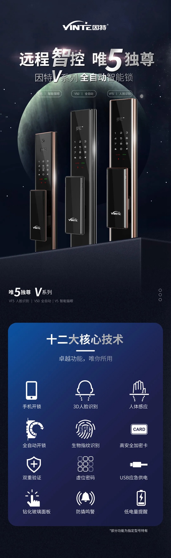 因特智能鎖新品成團上市，因特唯5獨尊