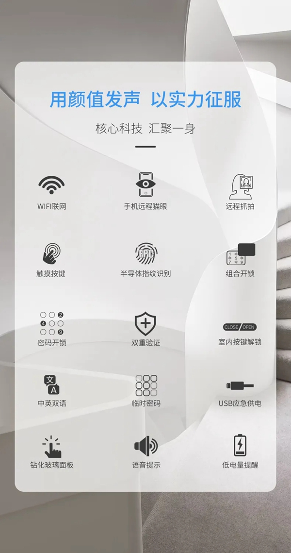 因特·V6-V | 大曲面手機貓眼對講鎖，即刻來探！