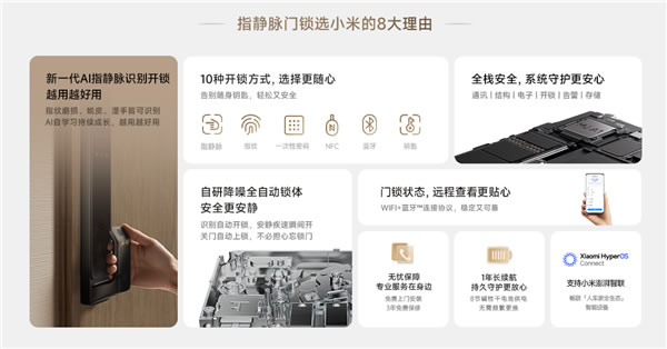 1299元 小米智能門鎖2指靜脈版發布：濕手可用 自研鎖體